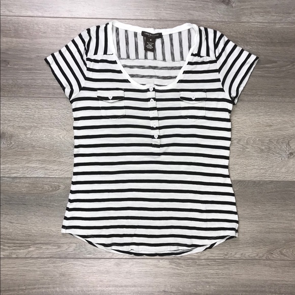 Linda Mathews Scoop Neck Short Sleeve Shirt Medium Black White - Picture 9 of 9